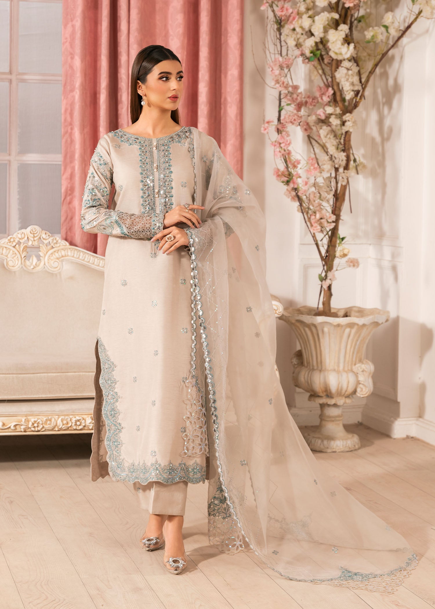 2534A - Embroidered 3Pc Dress - Zarqun Premium