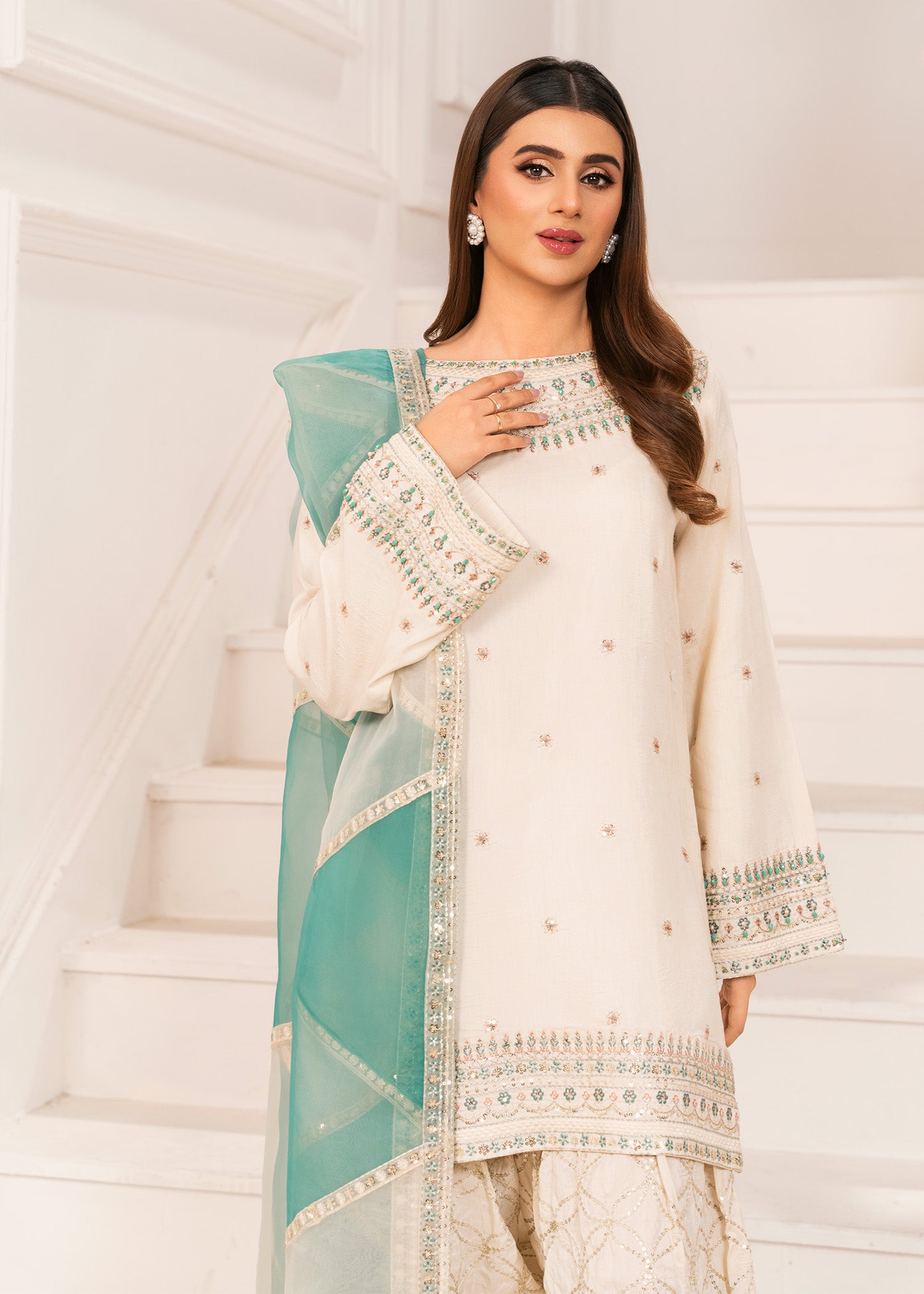 2527A - Embroidered 3Pc Dress - Zarqun Premium