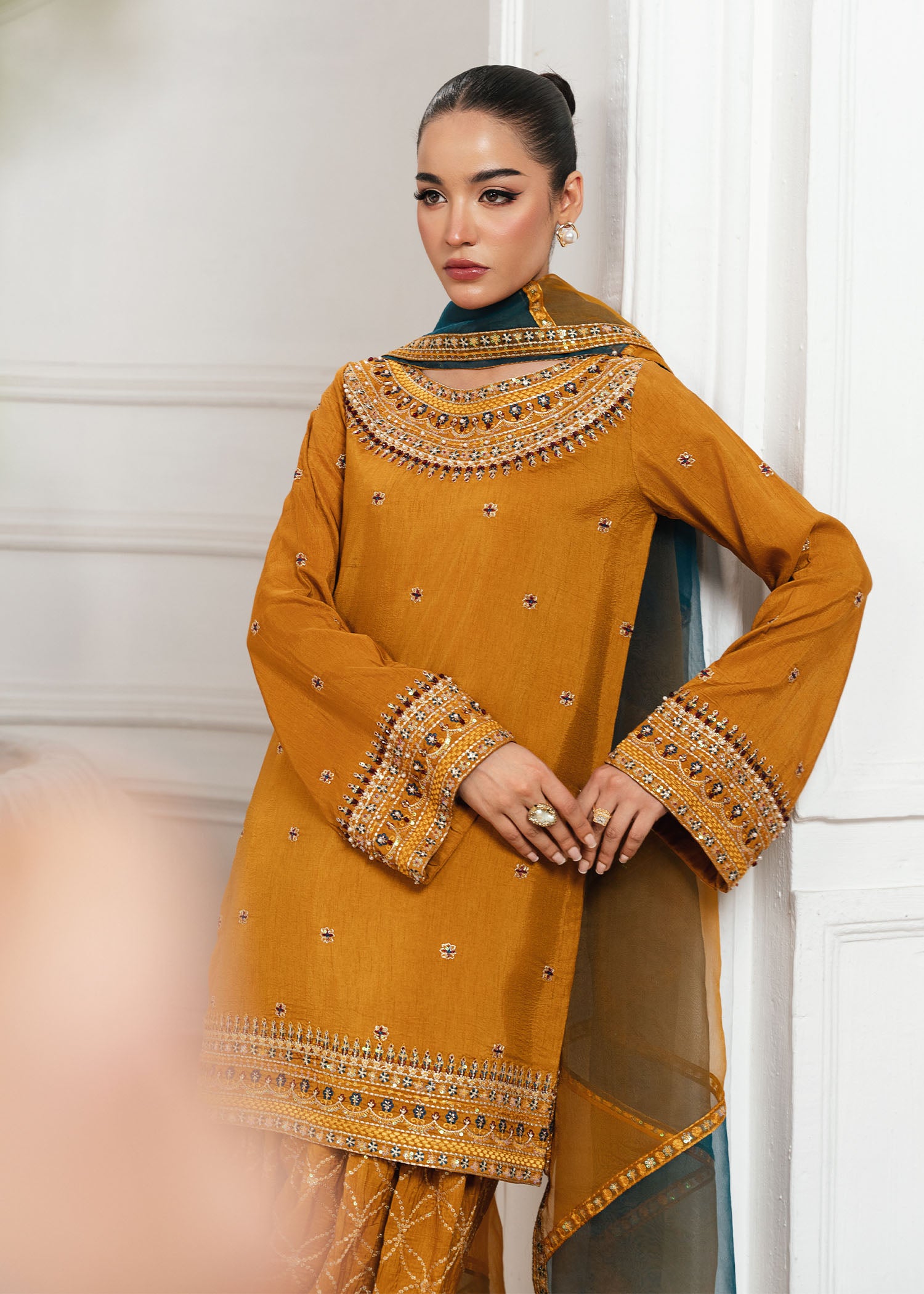 2527B - Embroidered 3Pc Dress - Zarqun Premium