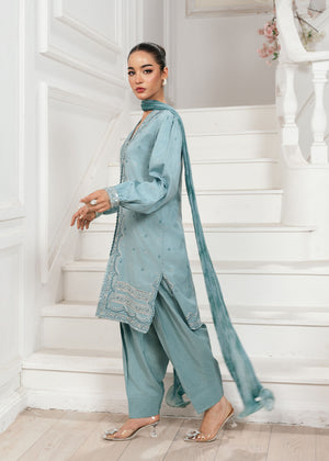 2533B - Embroidered 3Pc Dress - Zarqun Premium