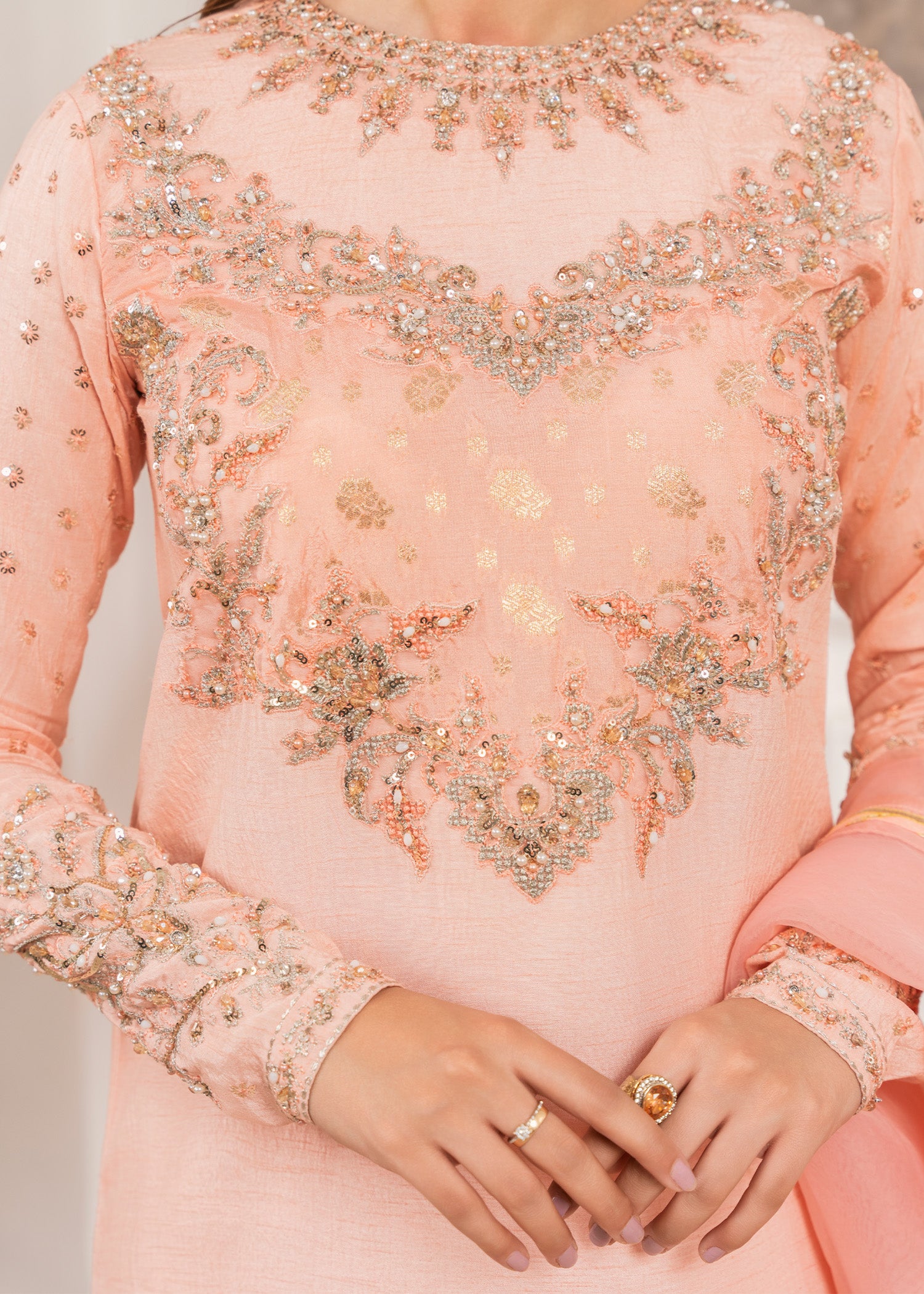 2529B - Embroidered 3Pc Dress - Zarqun Premium