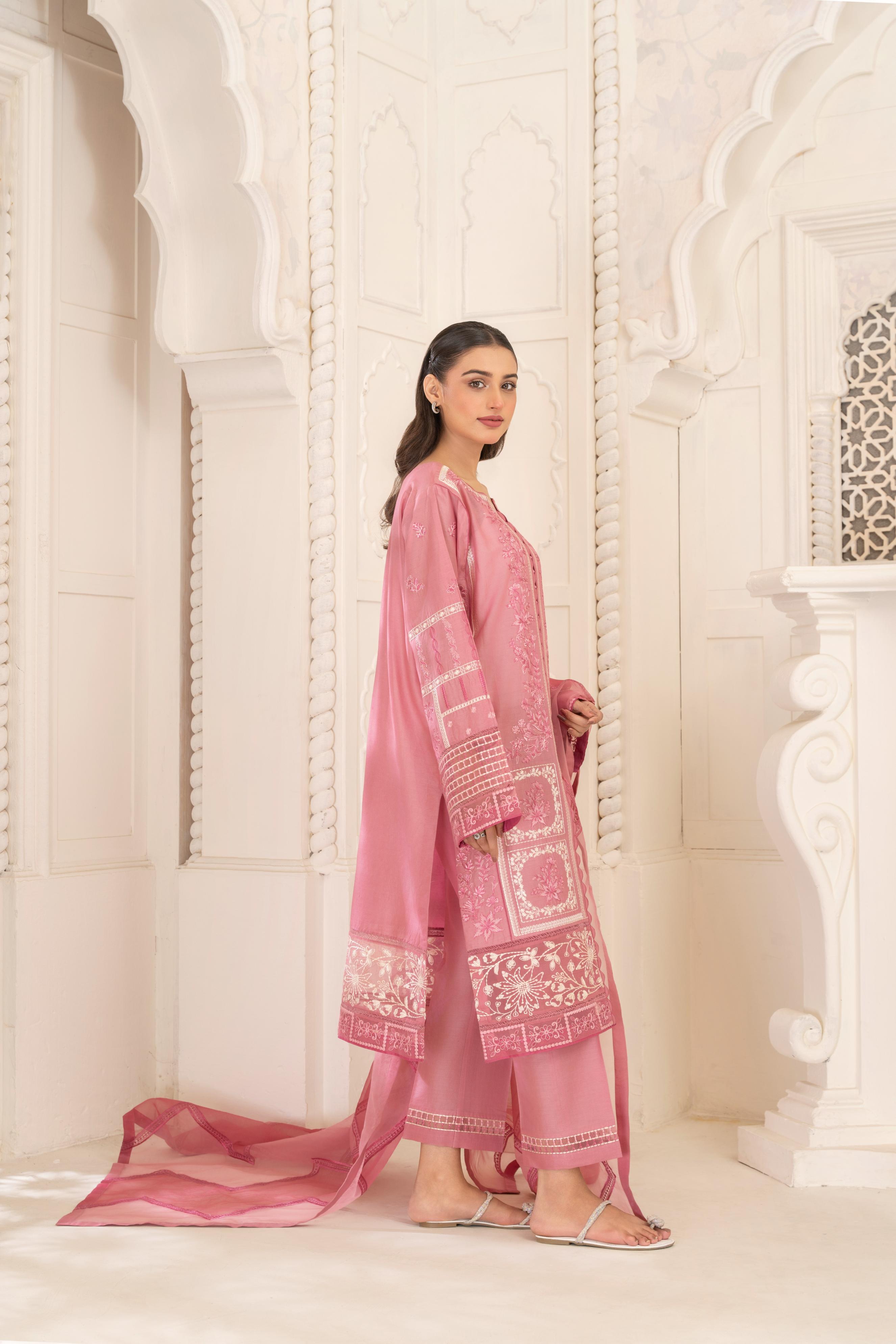 2538A - Embroidered 3Pc Dress - Zarqun Premium