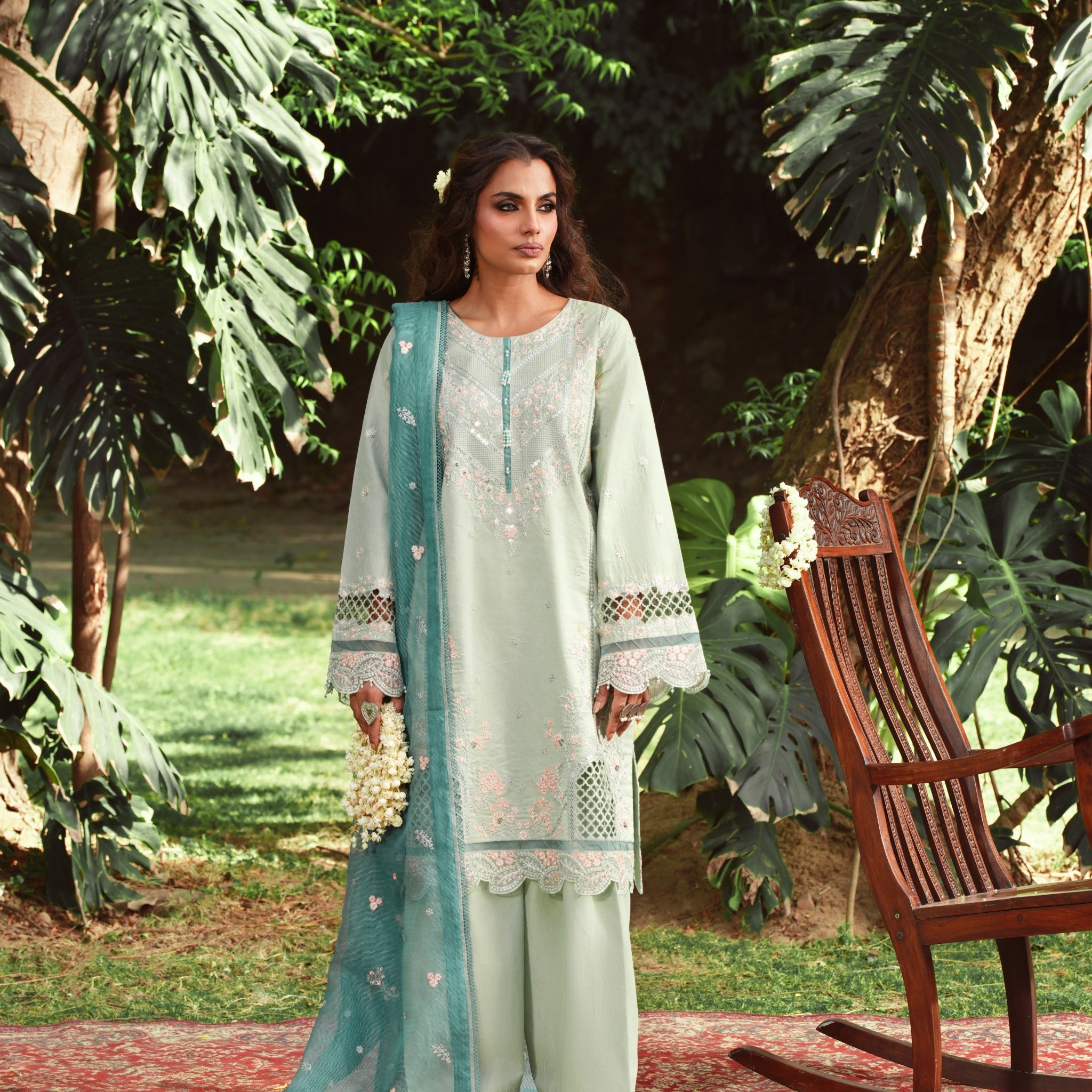 2550A - Embroidered 3Pc Dress - Zarqun Premium