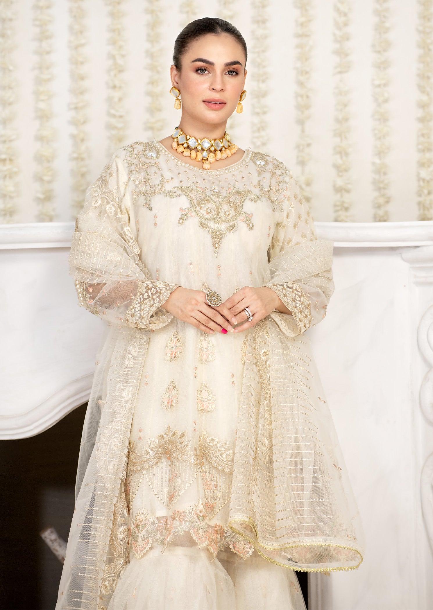 2343B - Embroidered Formal Dress - Zarqun Premium