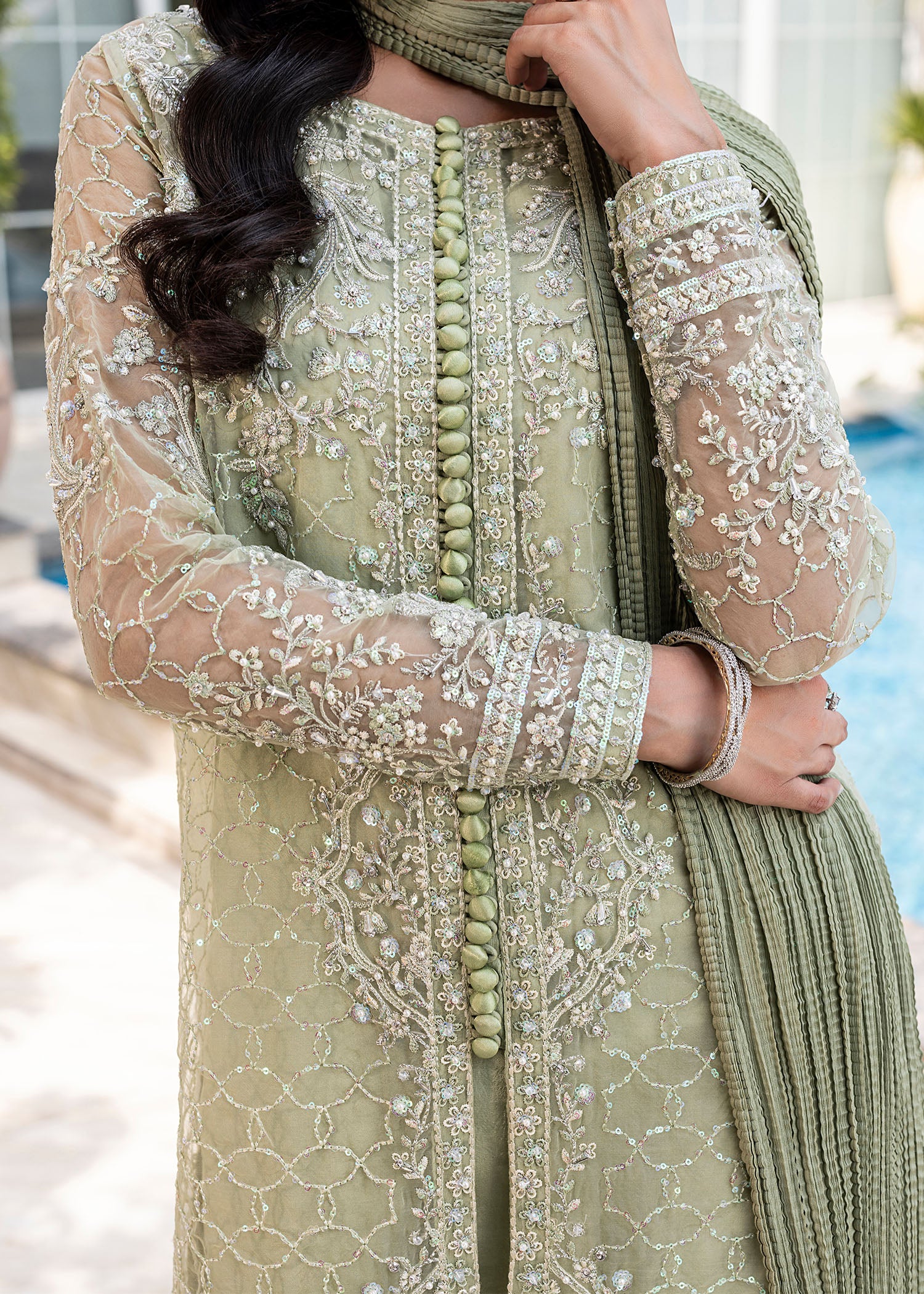 2552B - Embroidered 3Pc Dress - Zarqun Premium