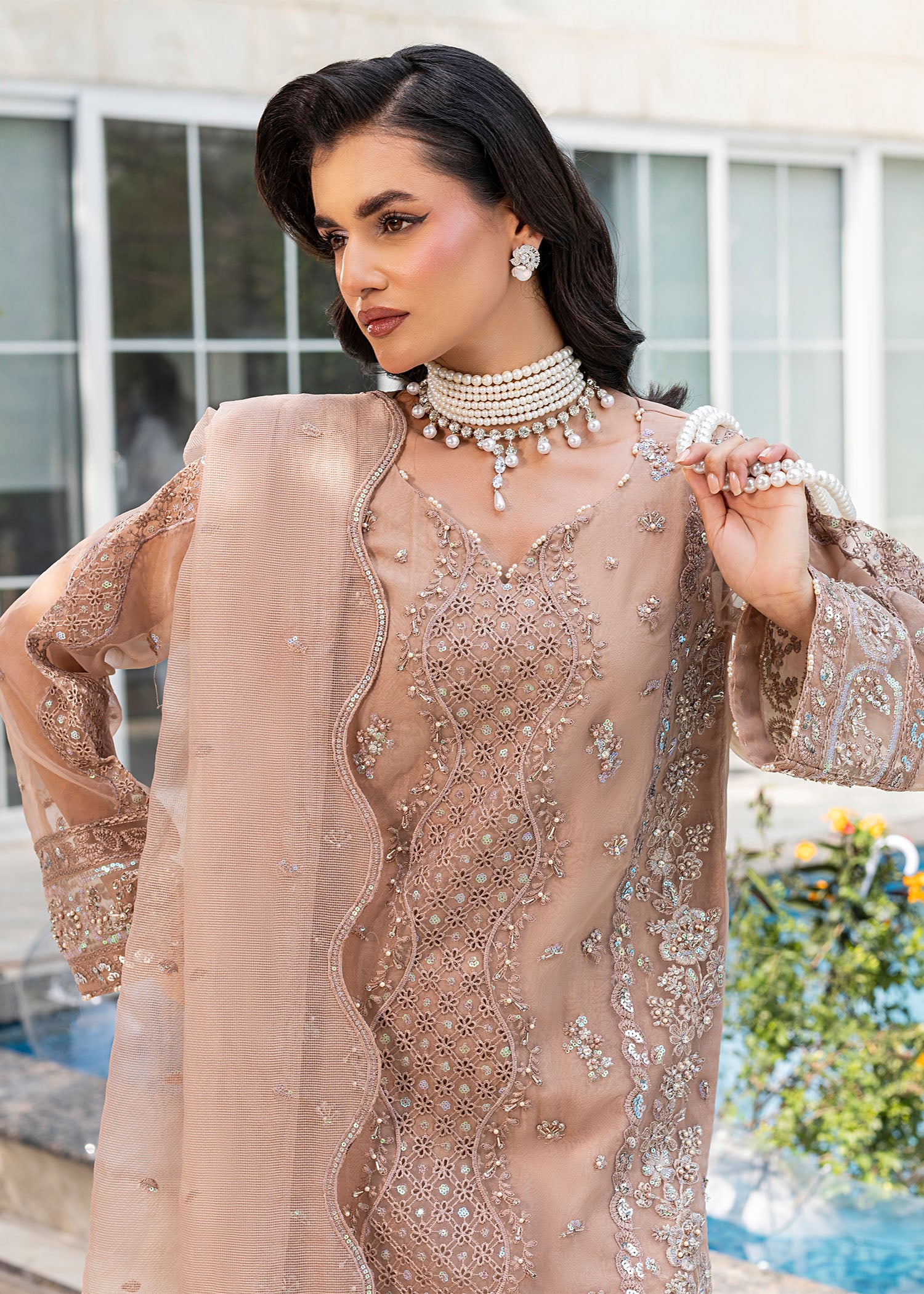 2554B - Embroidered 3Pc Dress - Zarqun Premium