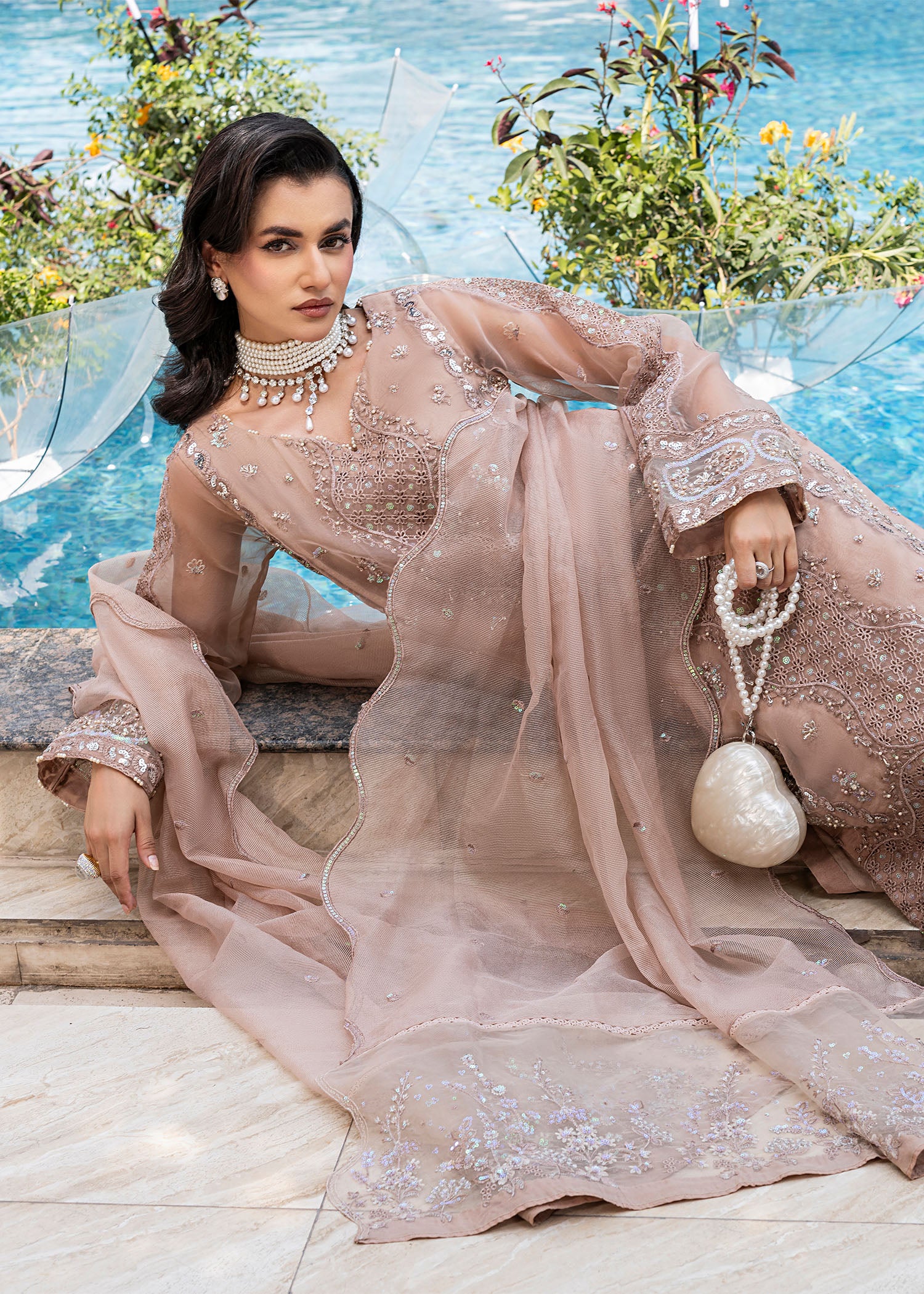 2554B - Embroidered 3Pc Dress - Zarqun Premium