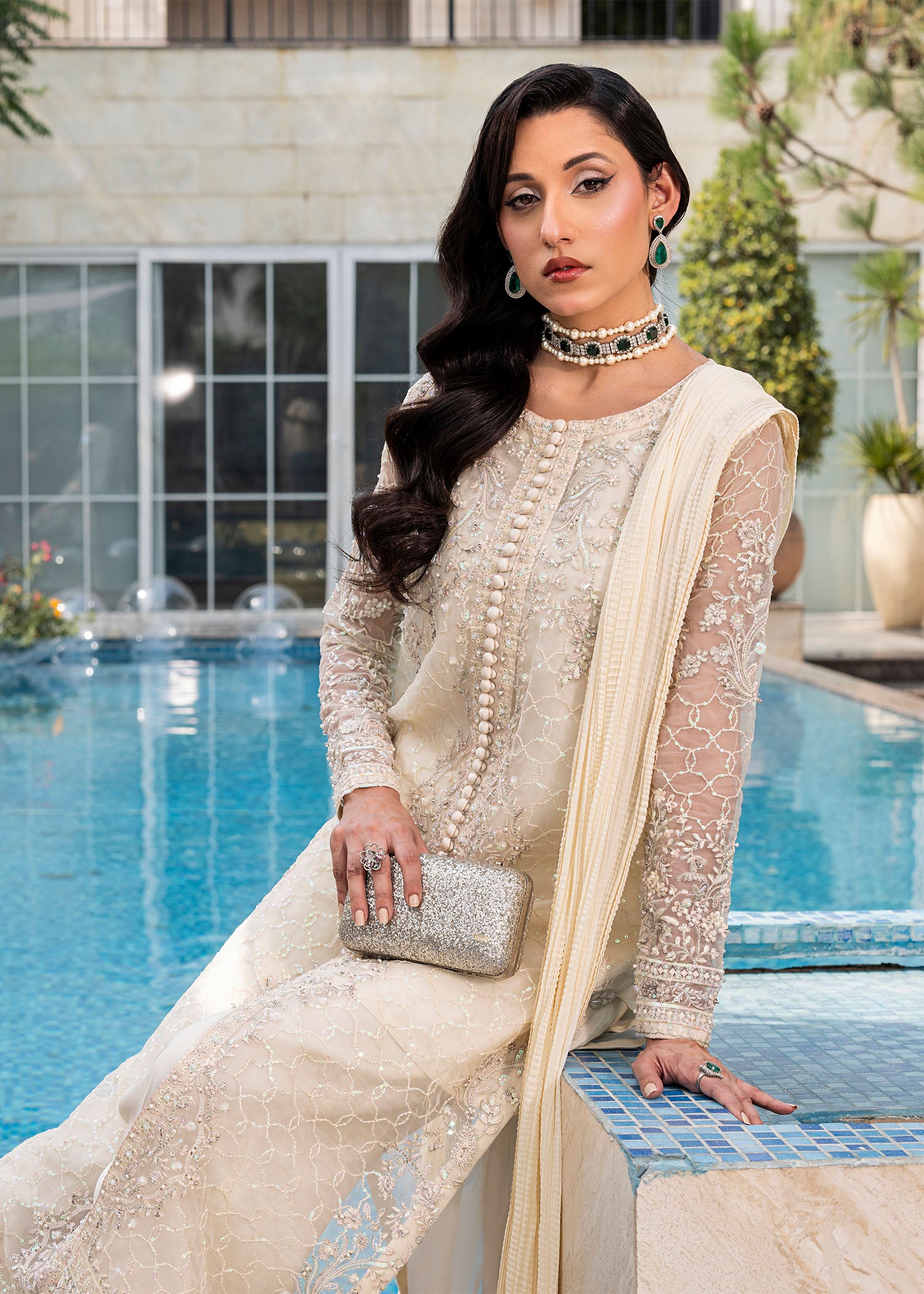 2552A - Embroidered 3Pc Dress - Zarqun Premium