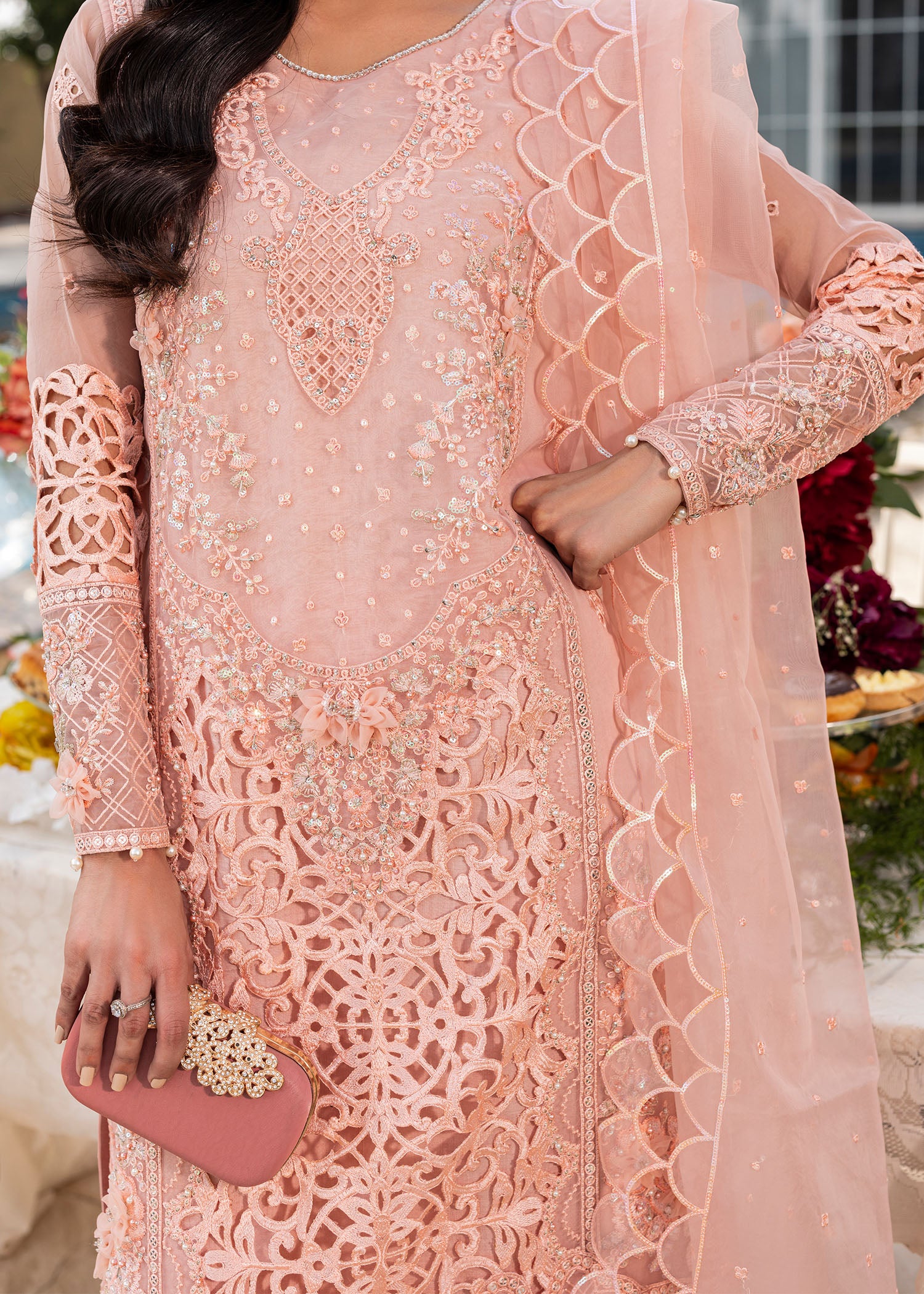 2556B - Embroidered 3Pc Dress - Zarqun Premium