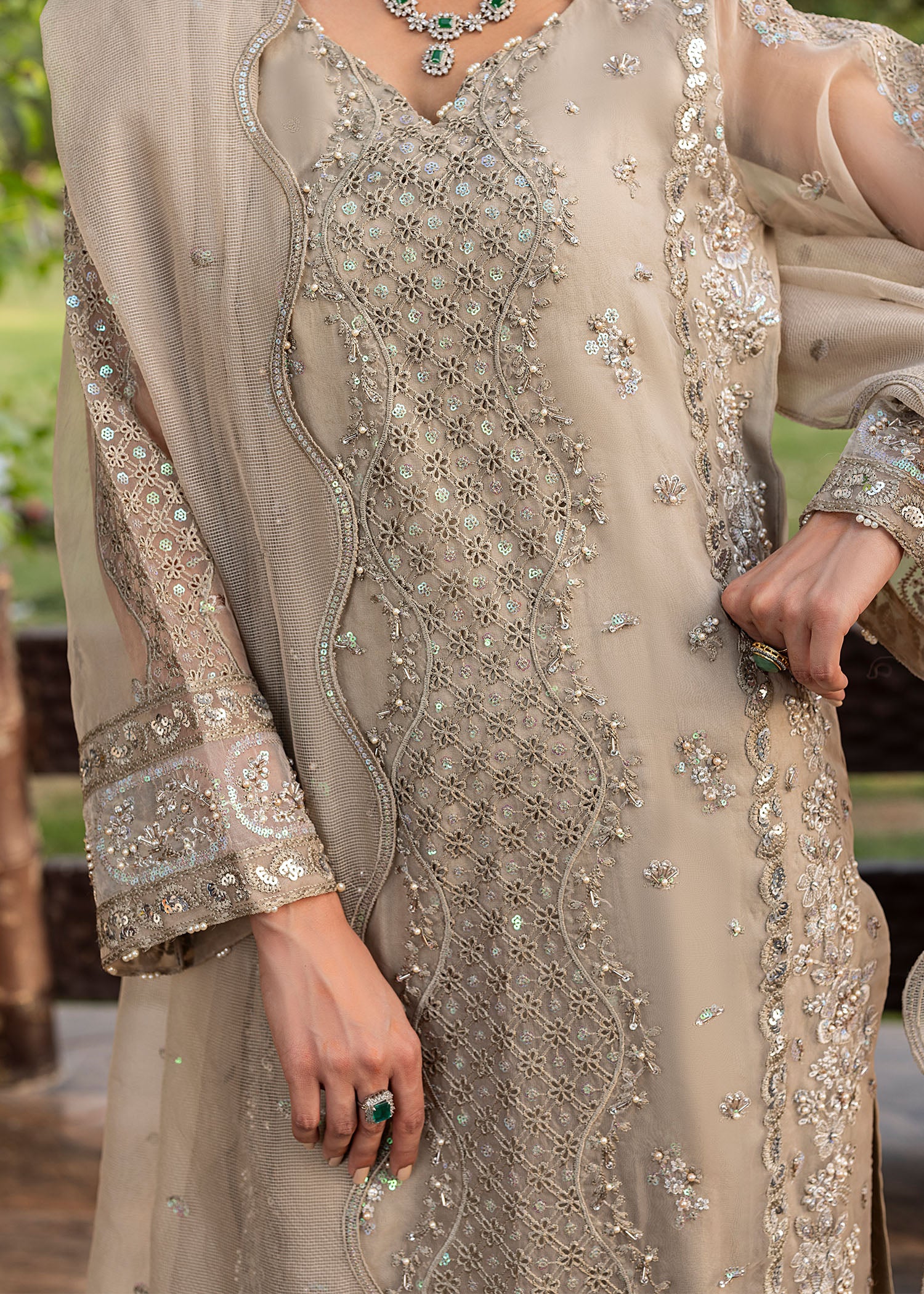 2554A - Embroidered 3Pc Dress - Zarqun Premium