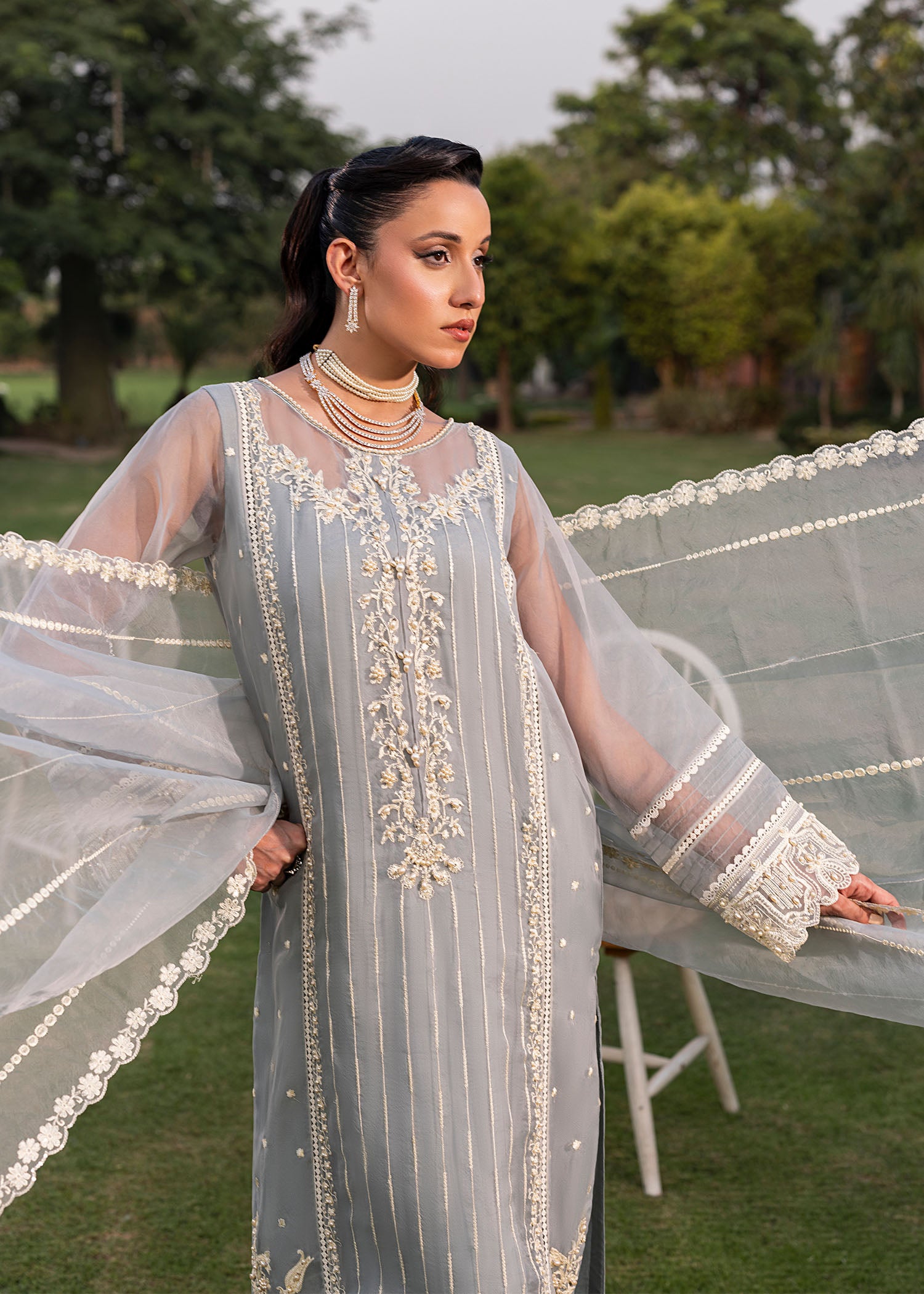 2553B - Embroidered 3Pc Dress - Zarqun Premium