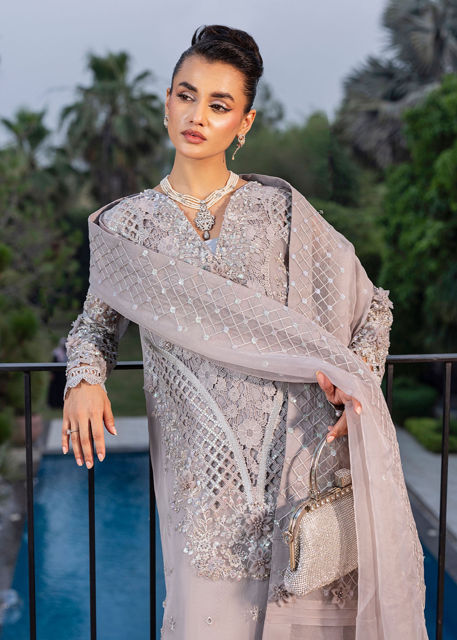 2555B - Embroidered 3Pc Dress - Zarqun Premium