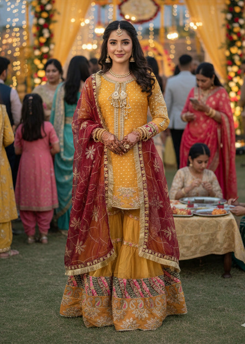 2502E - Embroidered Formal Dress - Zarqun Premium