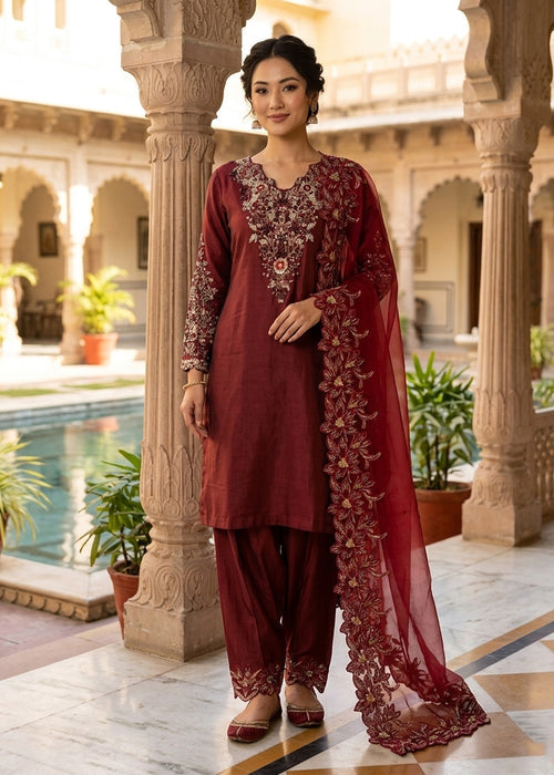 2582C - Premium Embroidered Suit - Zarqun Premium