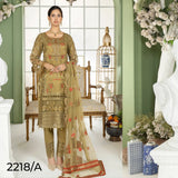 3 Piece Mehndi Emb Net Suit