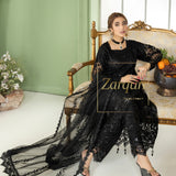 3 Piece Black Sequence Emb Frock