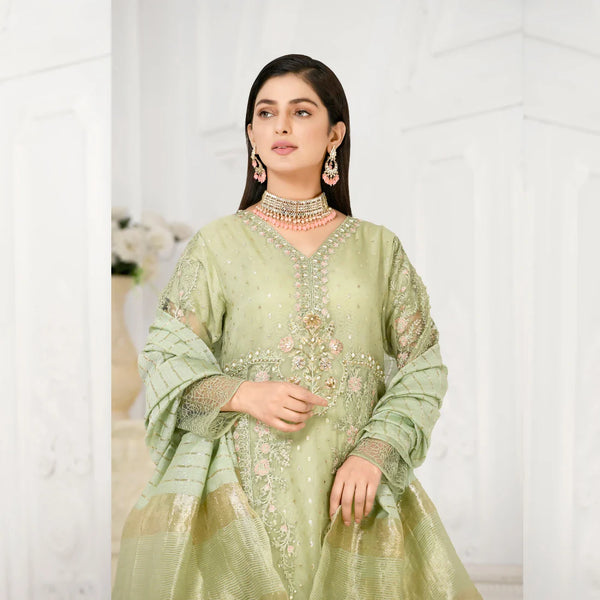 3 Piece Pistachio Kalidar Frock