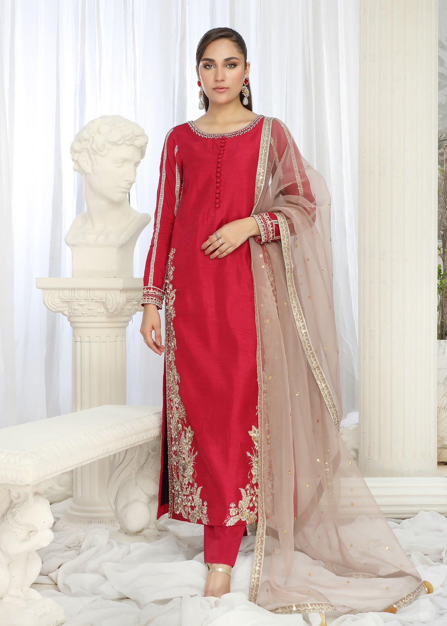 2465A - Korean Silk Suit - Zarqun Premium