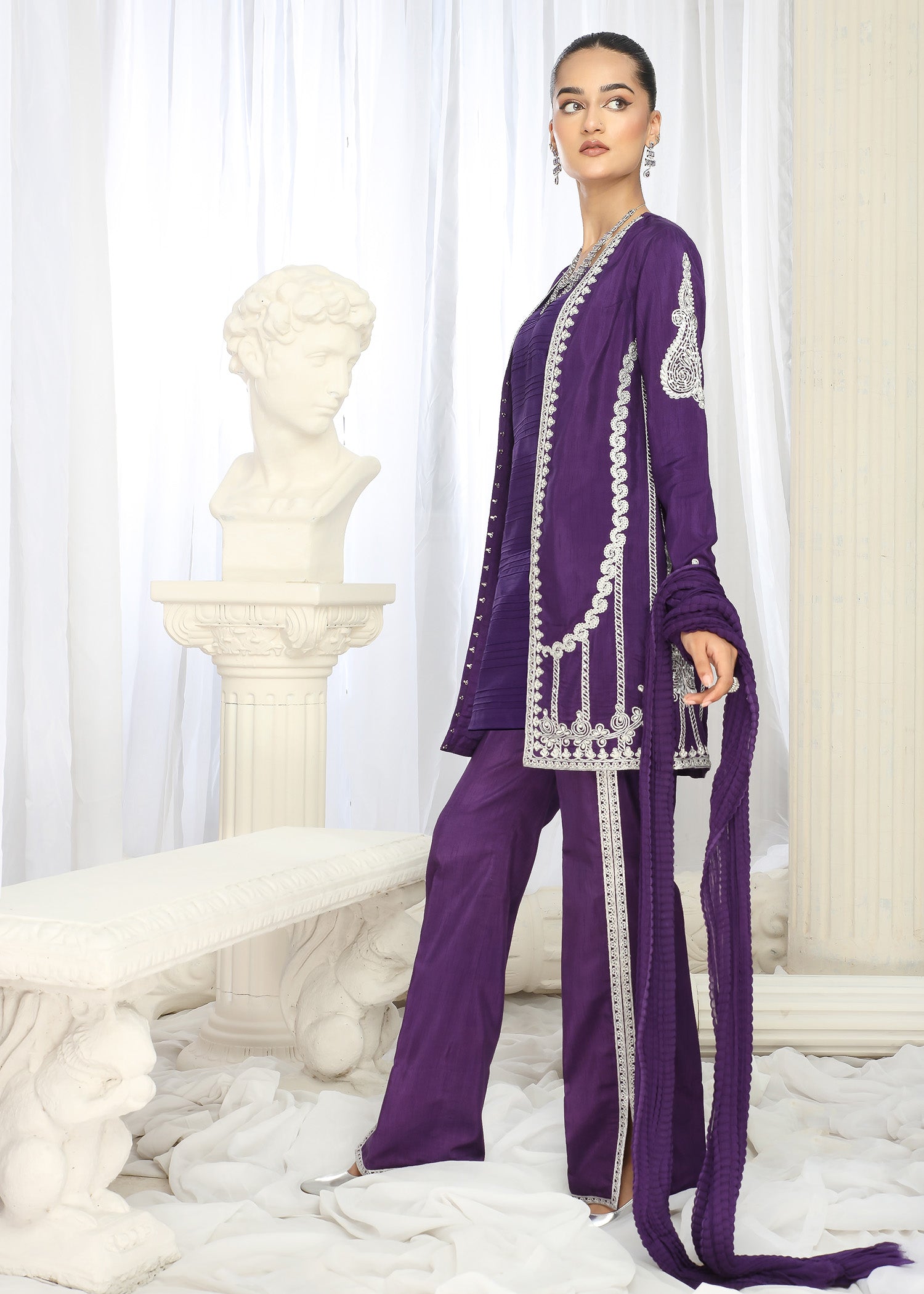 2466B - Korean Silk Suit - Zarqun Premium