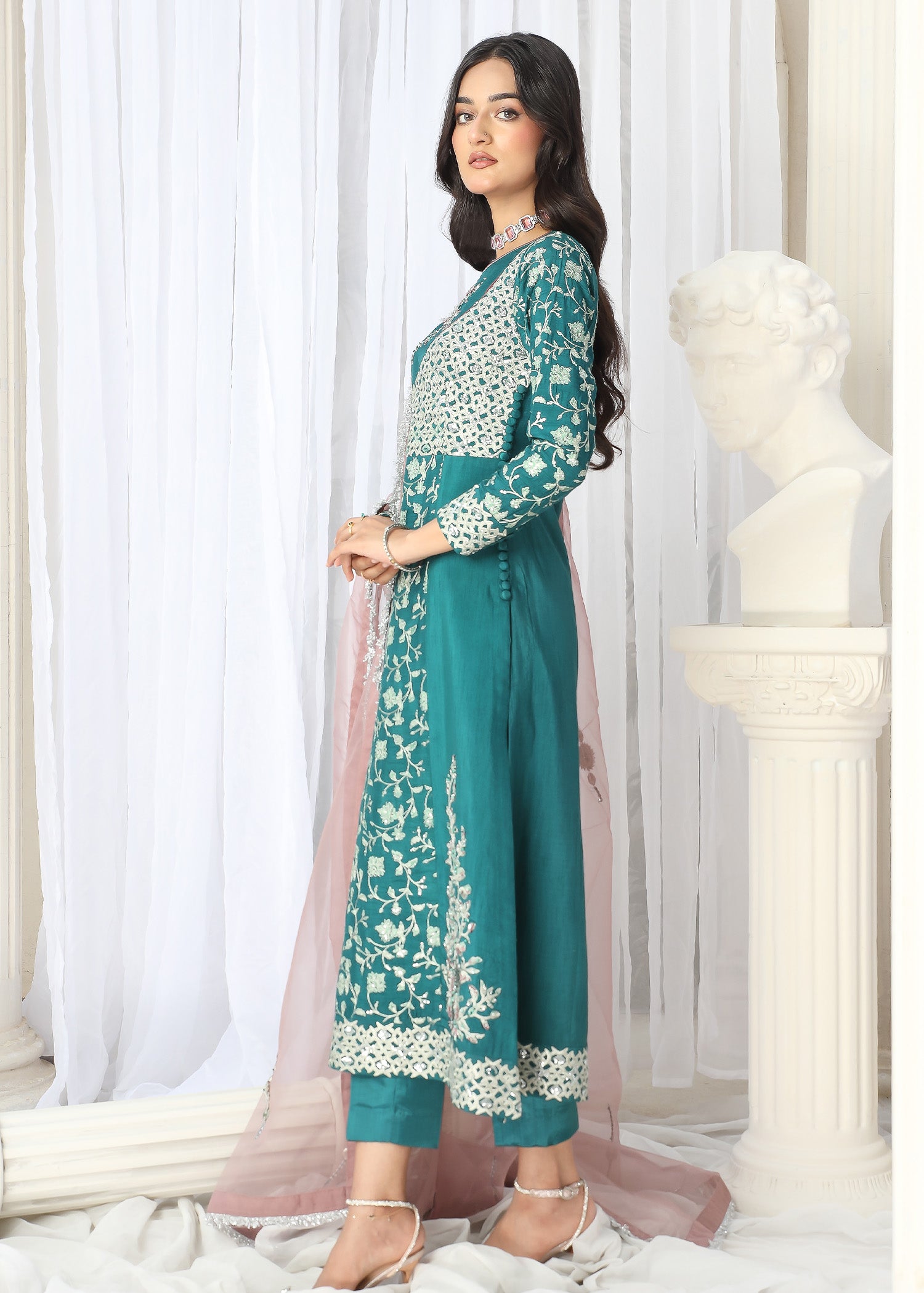 2467A - Korean Silk Suit - Zarqun Premium