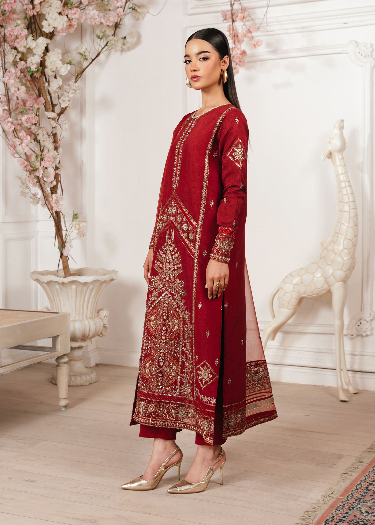2530B - Embroidered 3Pc Dress - Zarqun Premium
