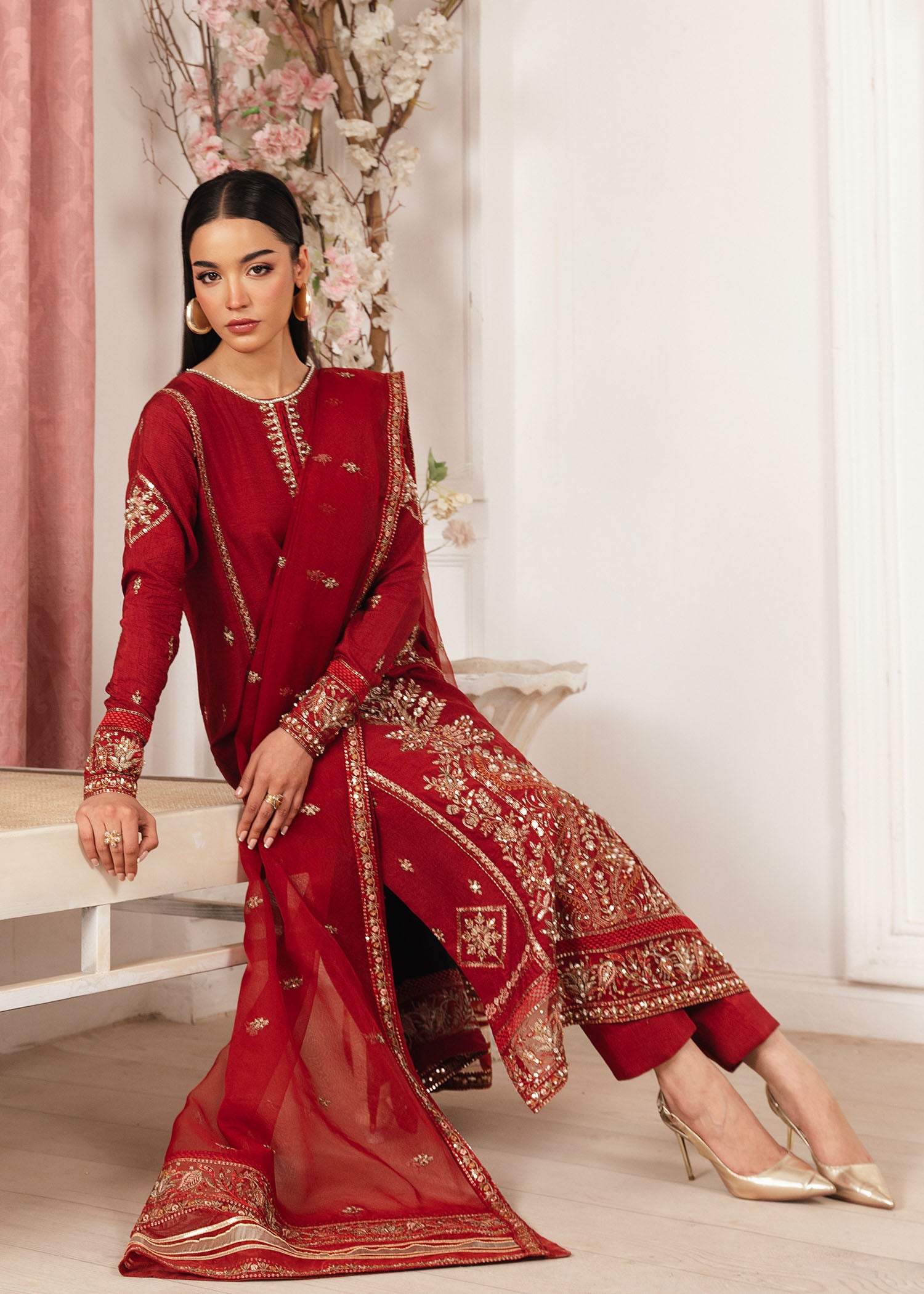 2530B - Embroidered 3Pc Dress - Zarqun Premium