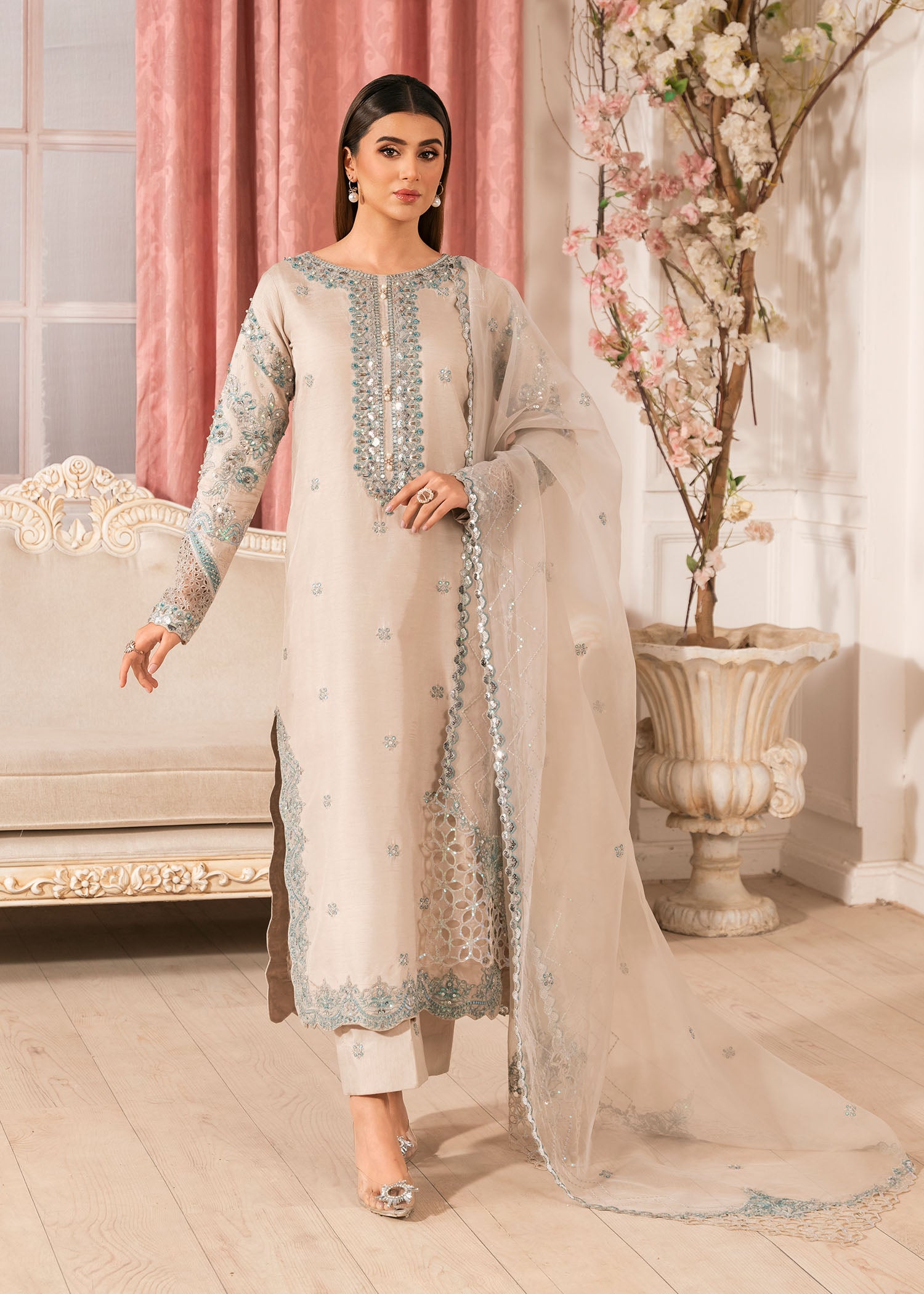 2534A - Embroidered 3Pc Dress - Zarqun Premium