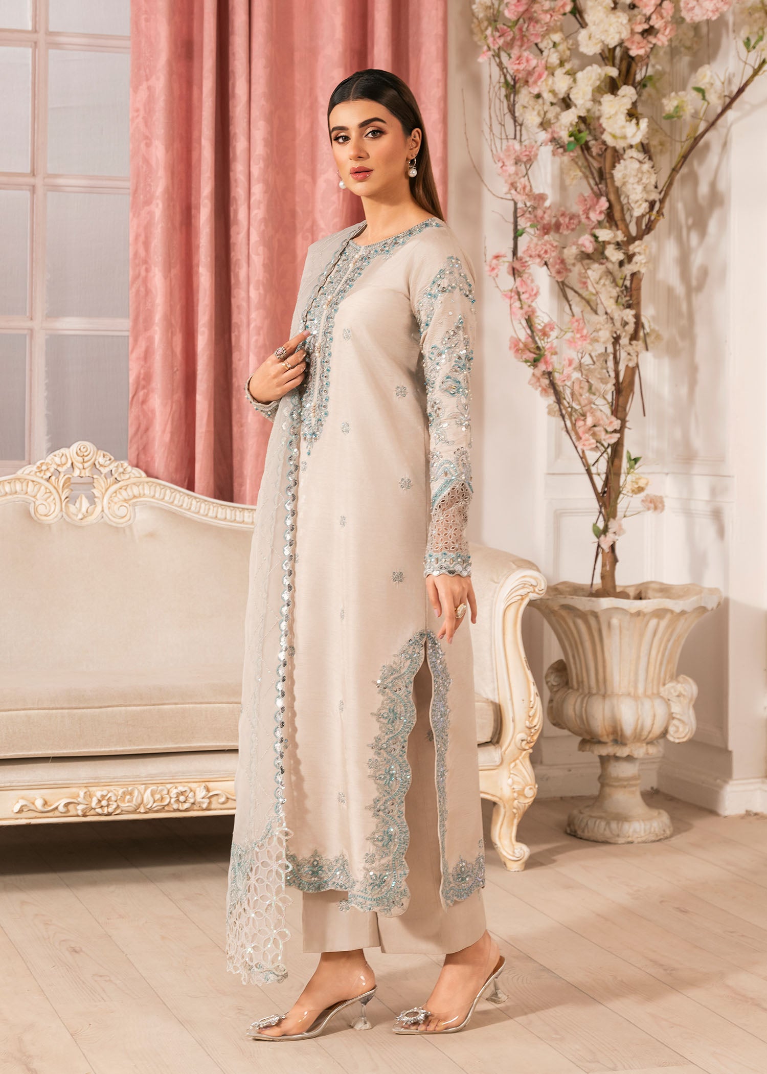 2534A - Embroidered 3Pc Dress - Zarqun Premium