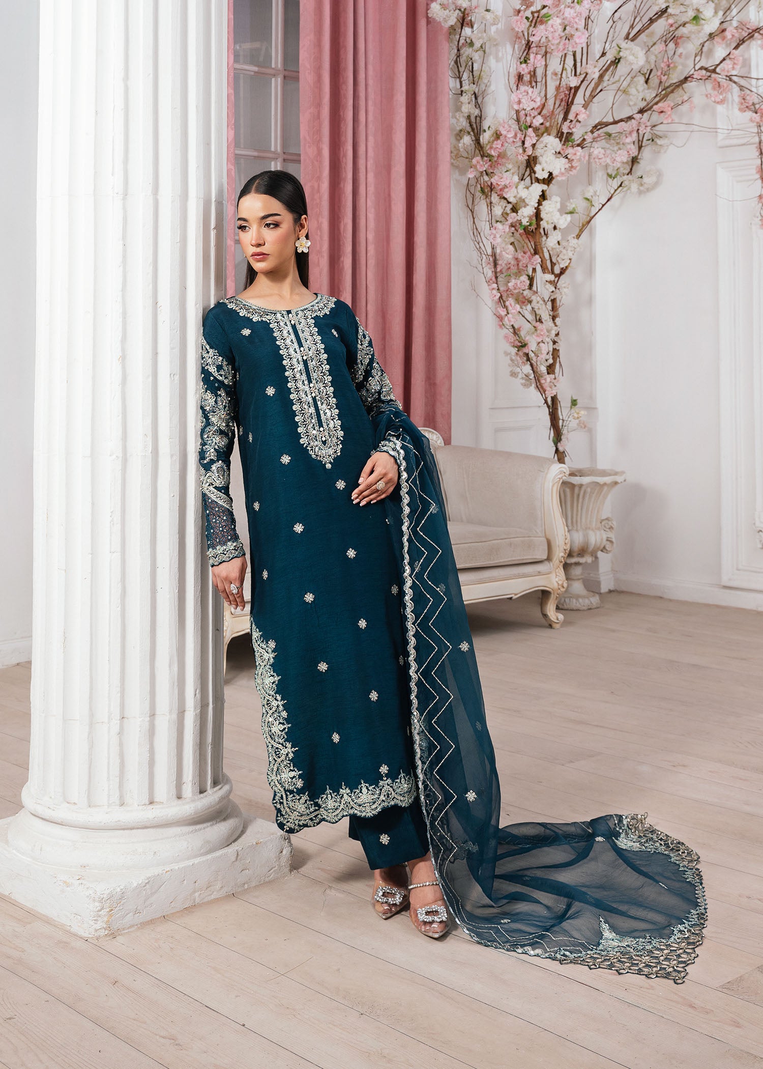 2534B - Embroidered 3Pc Dress - Zarqun Premium