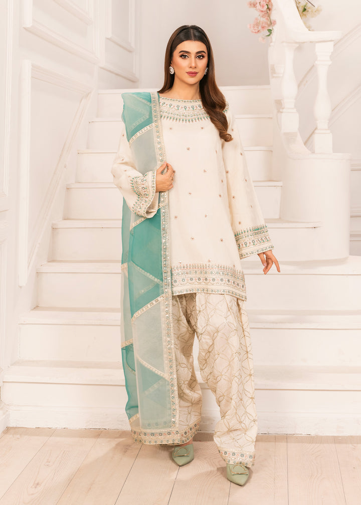 2527A - Embroidered 3Pc Dress - Zarqun Premium