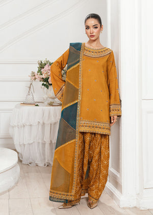 2527B - Embroidered 3Pc Dress - Zarqun Premium