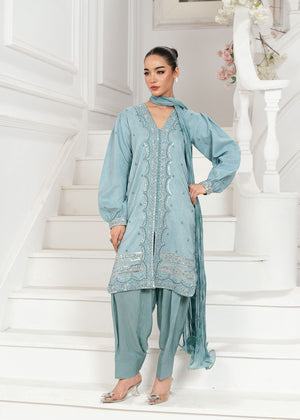 2533B - Embroidered 3Pc Dress - Zarqun Premium