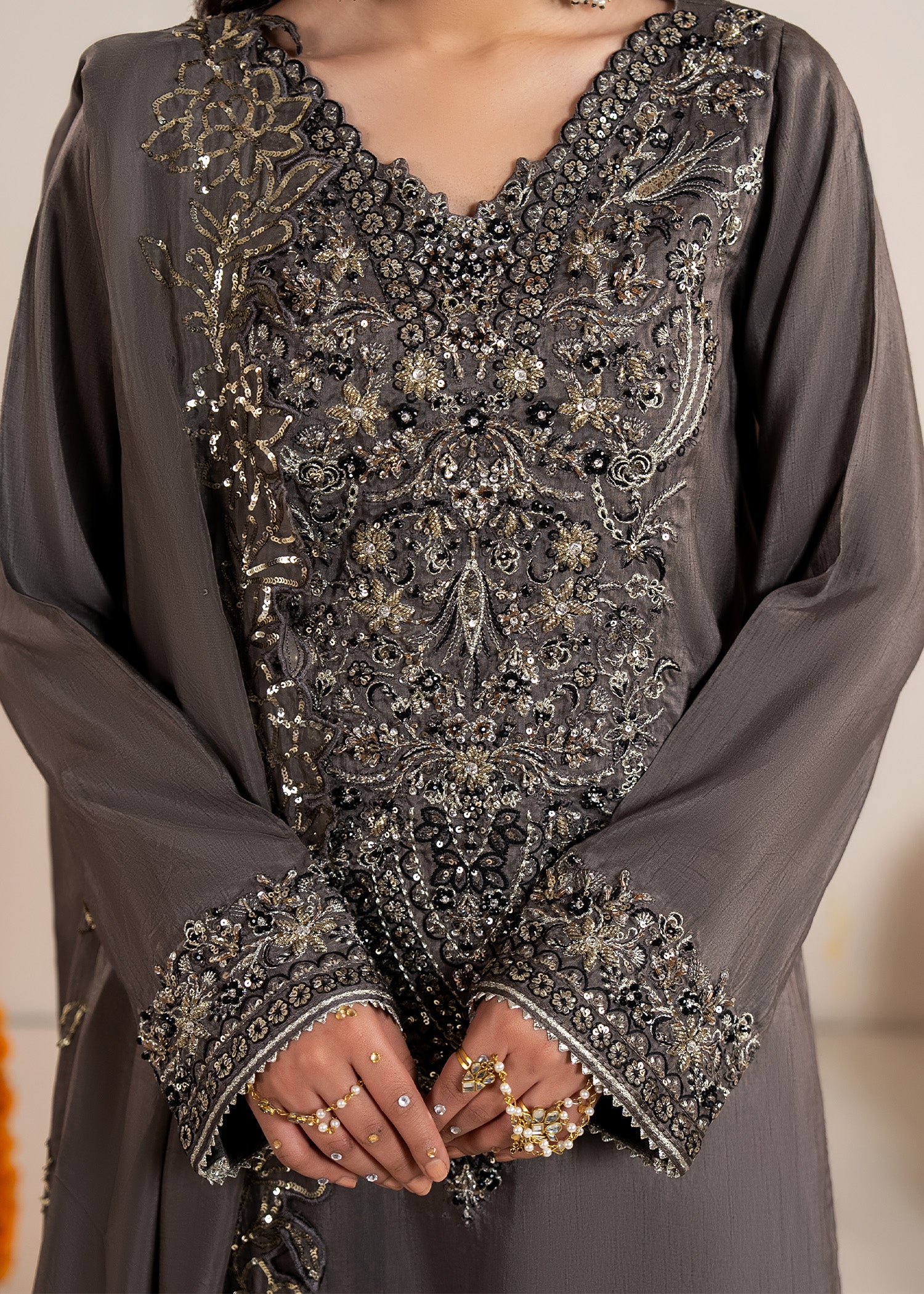 2607B - Raw Silk Eid Suit - Zarqun Premium