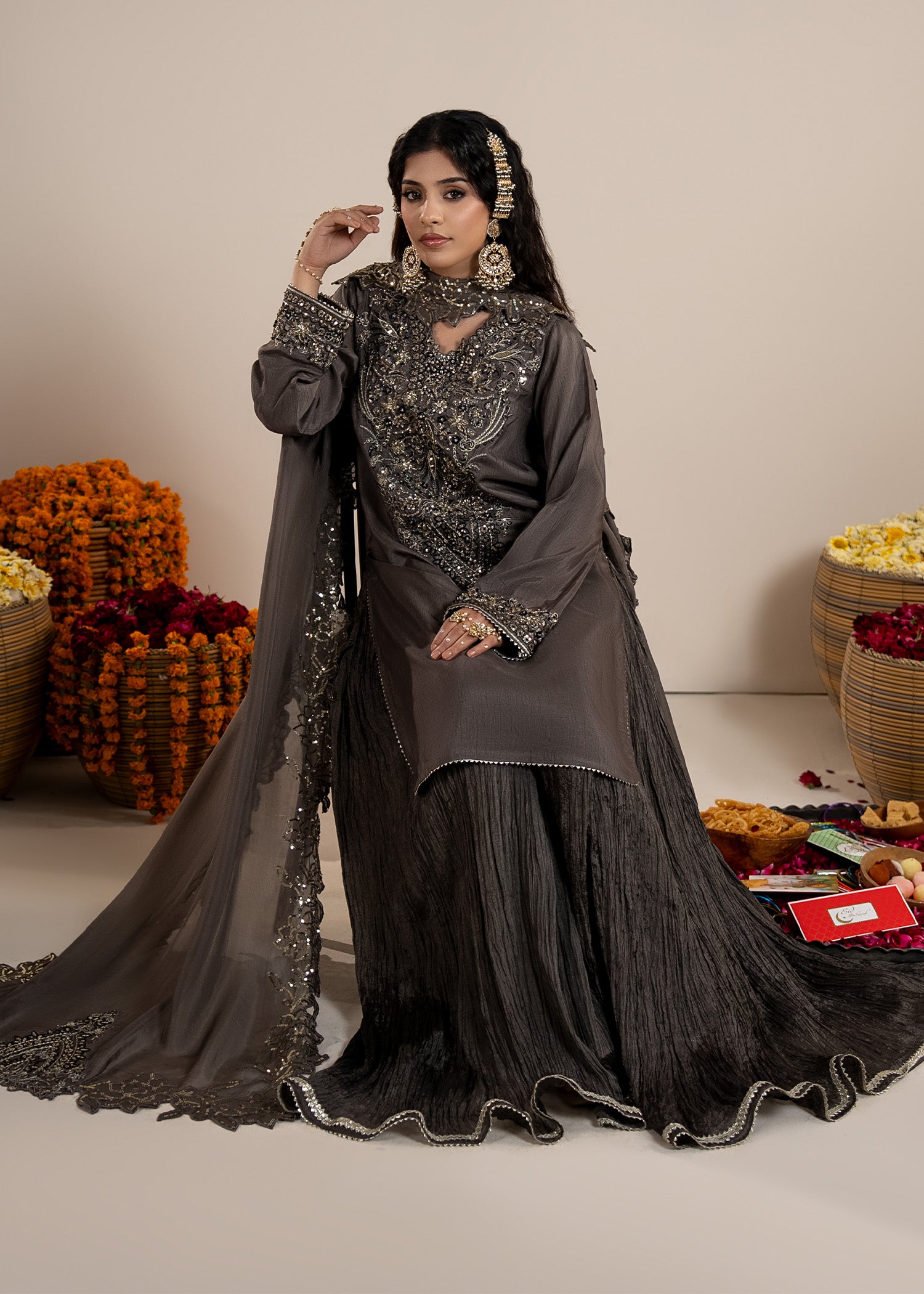 2607B - Raw Silk Eid Suit - Zarqun Premium