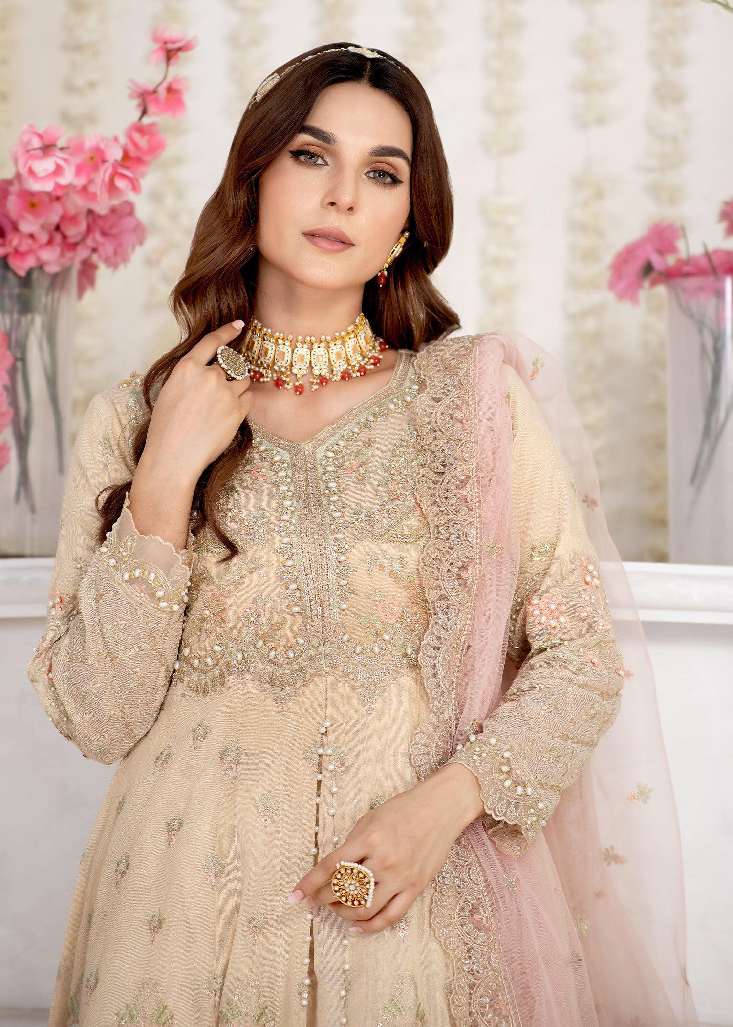 2341B - Embroidered Formal Dress - Zarqun Premium