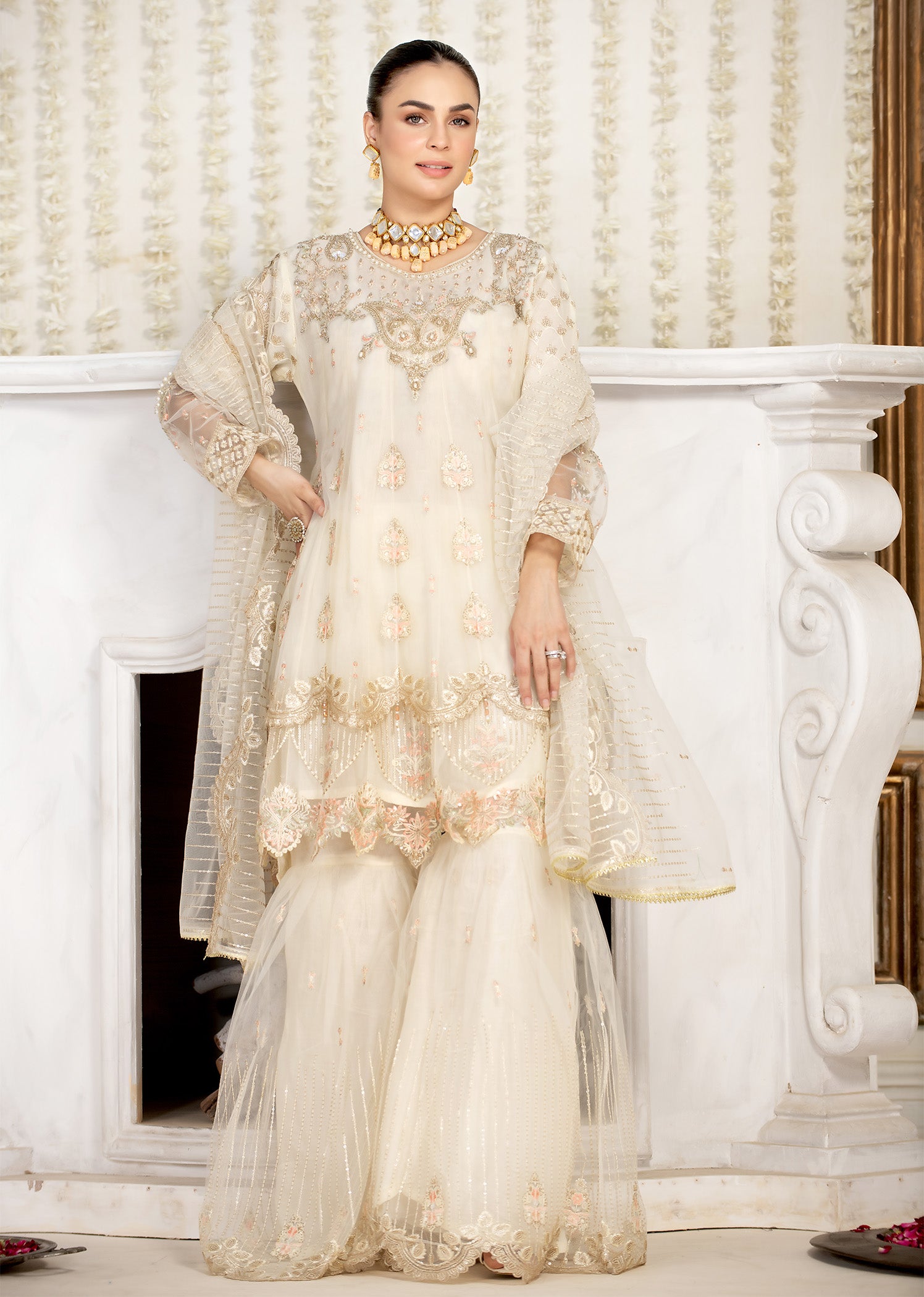 2343B - Embroidered Formal Dress - Zarqun Premium