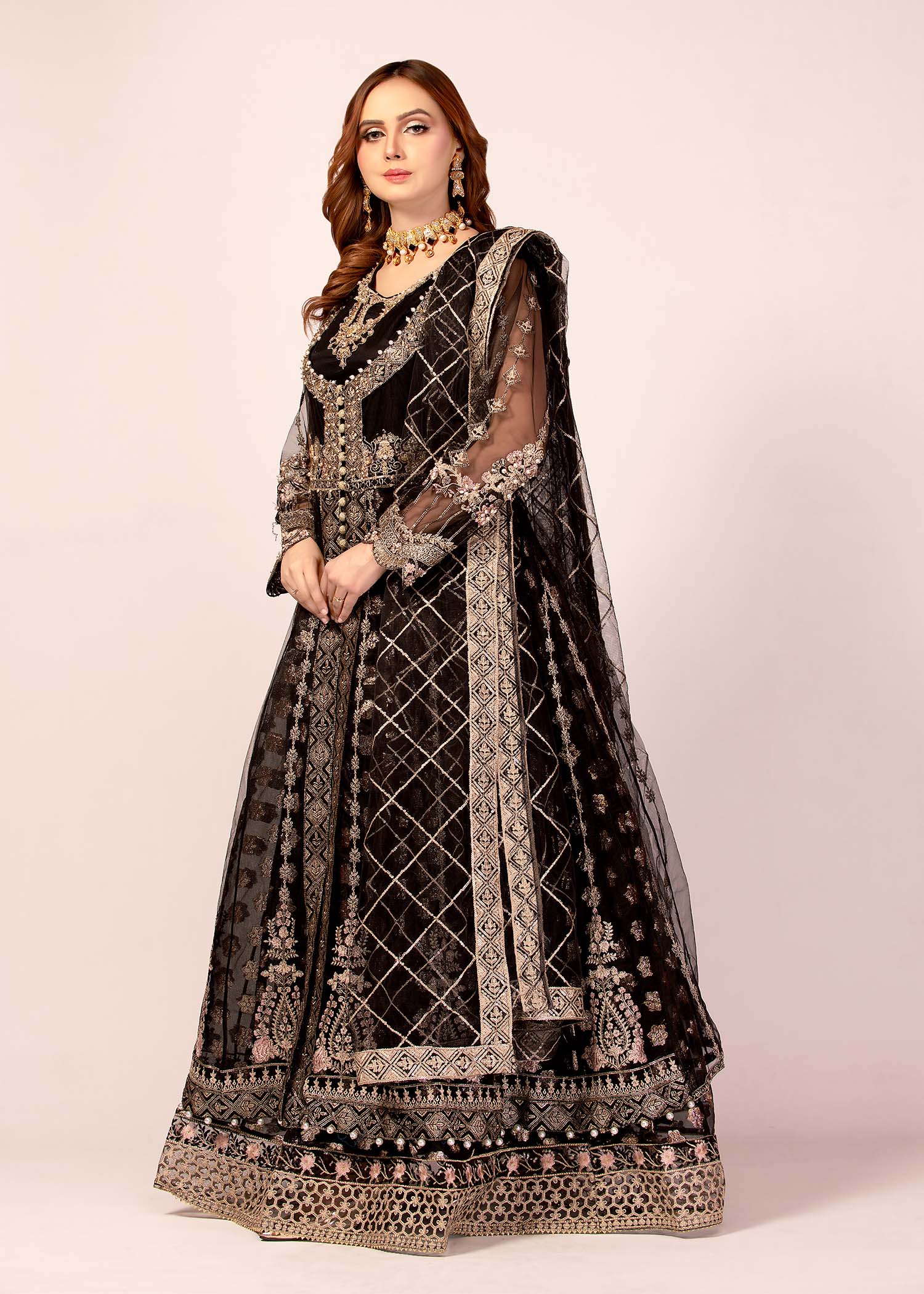 2339E - Embroidered Formal Dress - Zarqun Premium