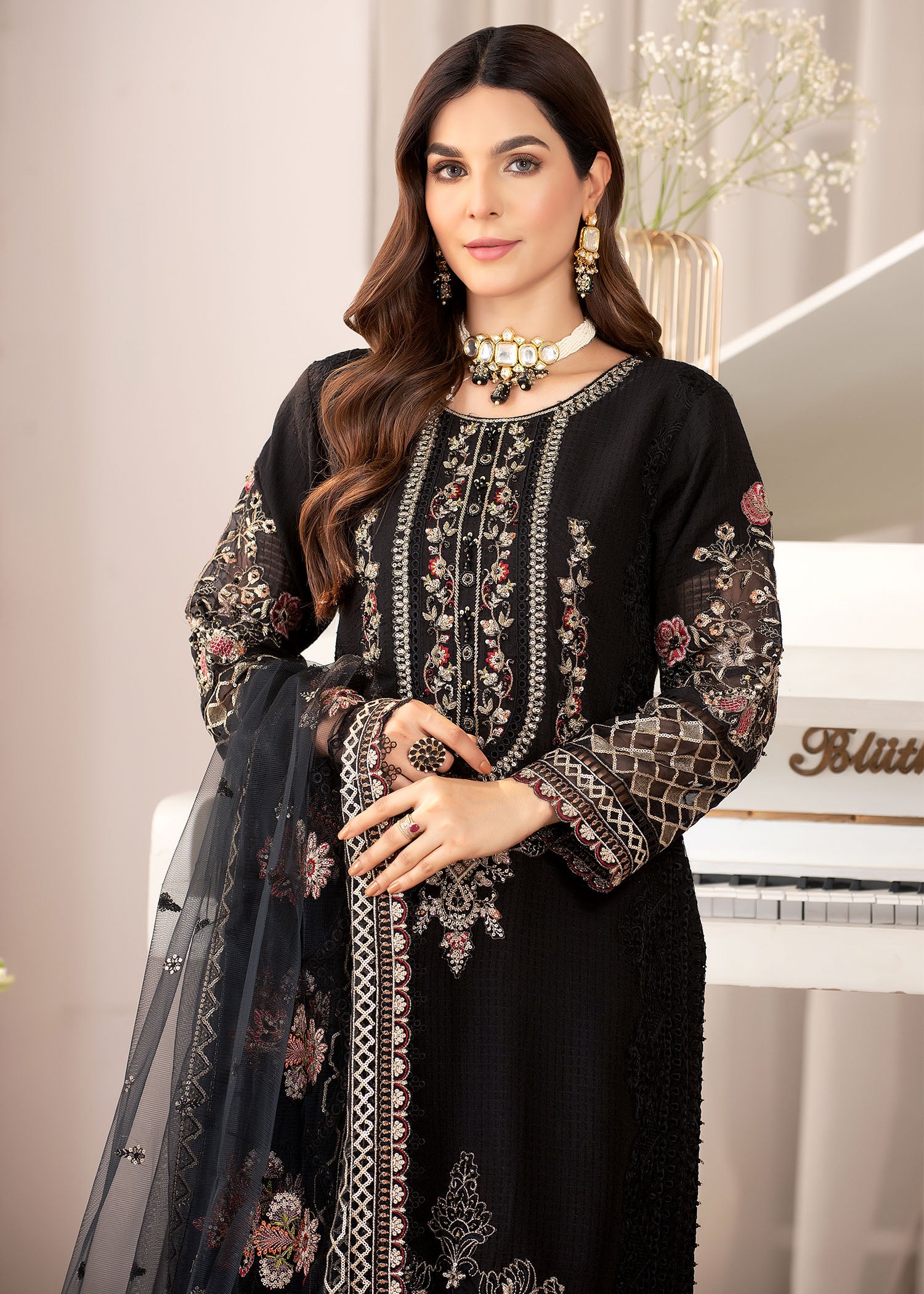 2321A - Embroidered Formal Dress - Zarqun Premium