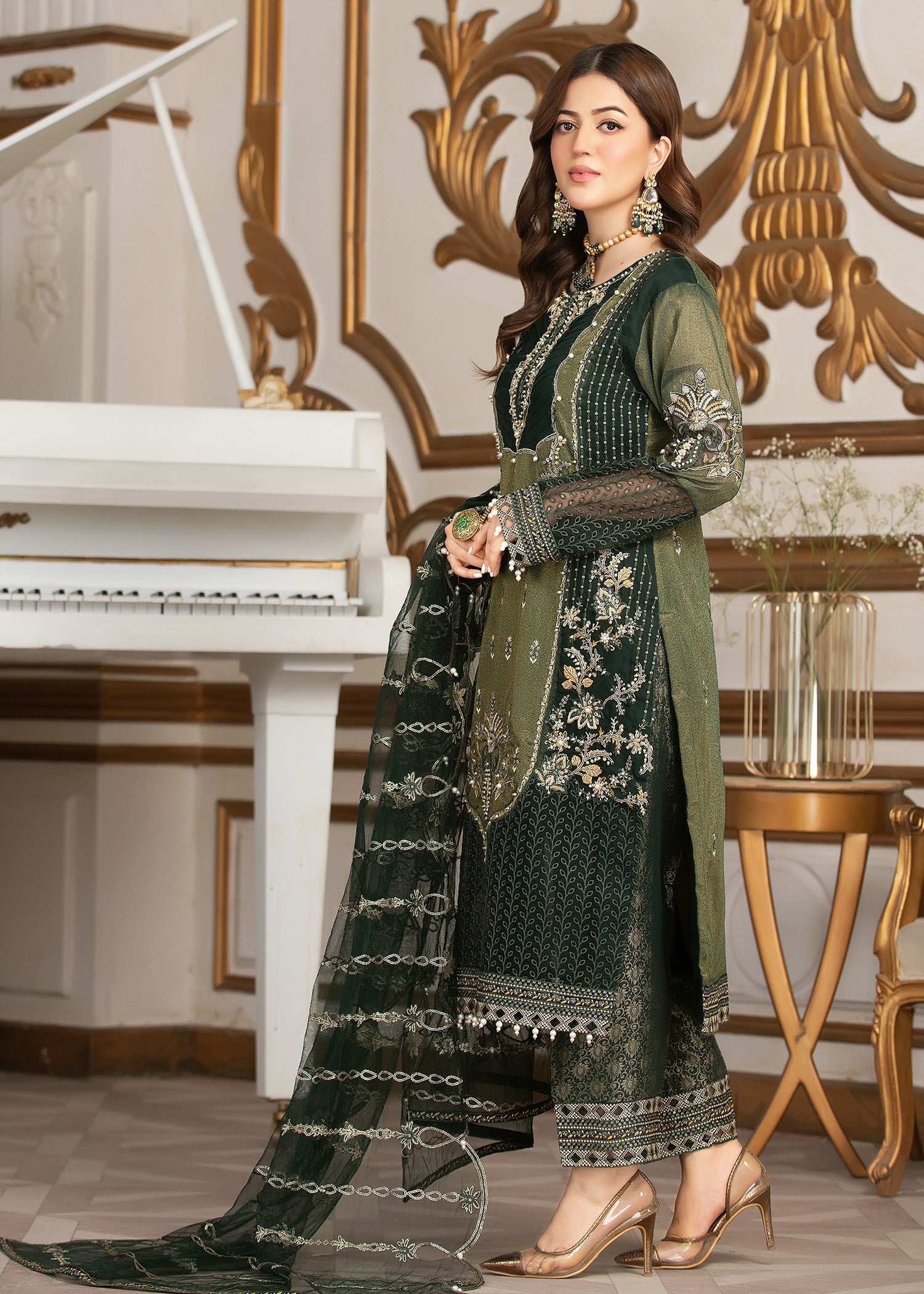 2330C - Embroidered Formal Dress - Zarqun Premium
