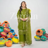 Moss - 3Pc Embroidered Cotton Dress