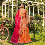 Orange 3Pc - Embroidered Luxe PRET