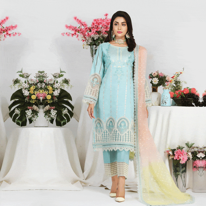 Stitched 3 Piece Aqua Outfit