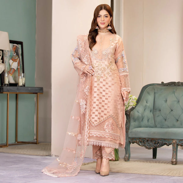 Three Piece Stitched Embroidered Jacquard Outfit