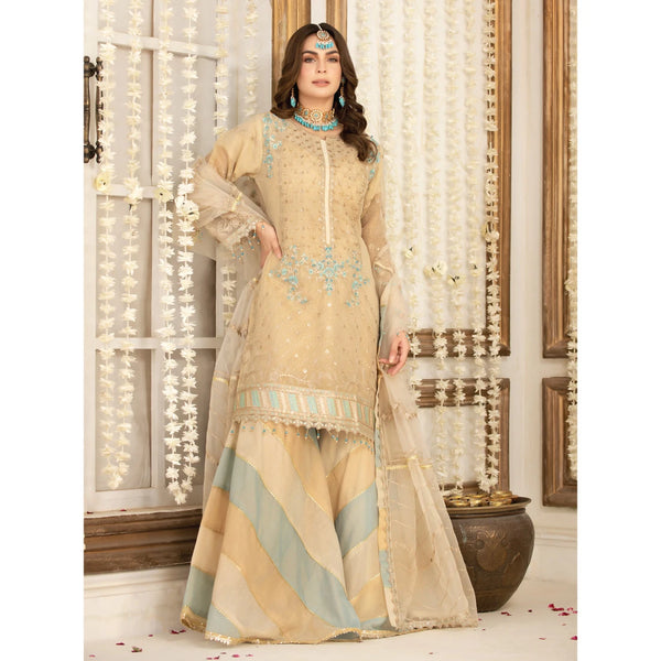 Three Piece Stitched Skin Gold Formal Outfit